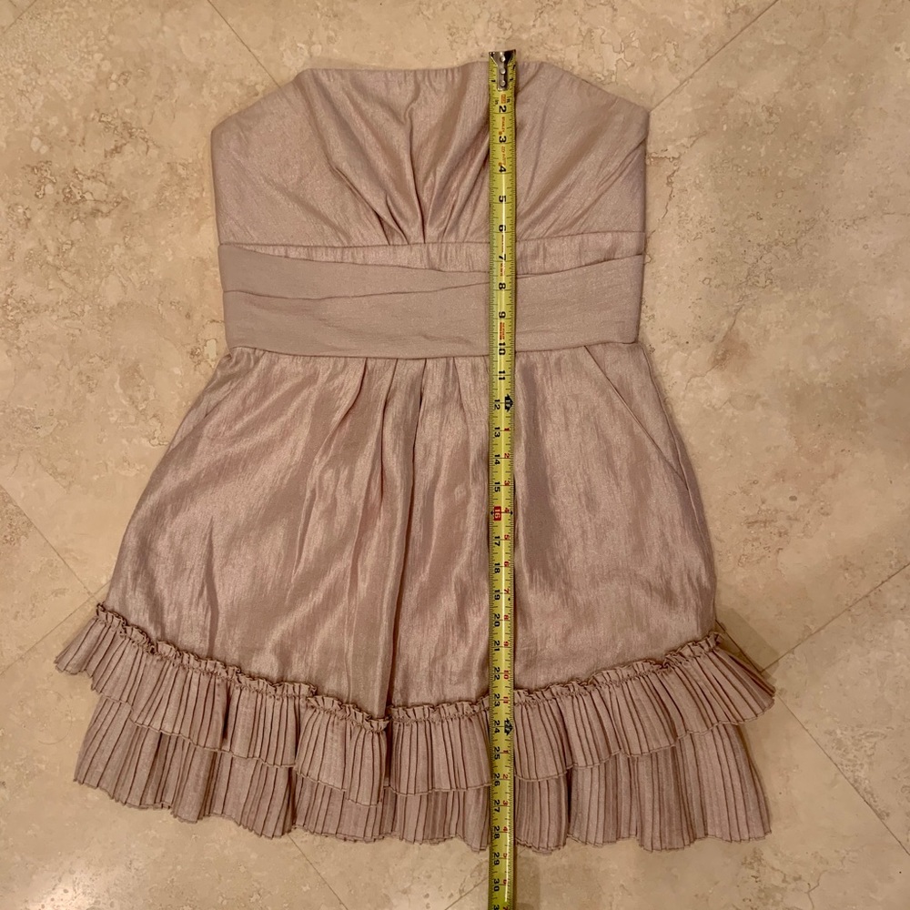 Champagne cocktail dress with ruffled bottom
